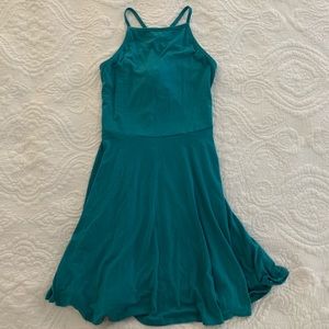 turquoise hollister lace up back dress